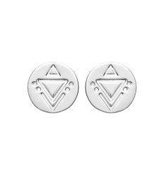 Boucles d'oreilles puces rondes incas maya femme Argent 925 rhodié