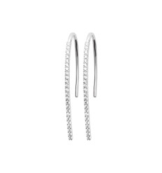Crochets longs Boucles d'oreilles pendantes femme Argent 925 rhodié Oxydes de Zirconium