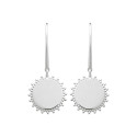 Boucles d'oreilles pendantes crochets Argent 925 rhodié rondes dentelées