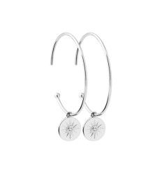 Boucles crochets d'oreilles créoles Argent rhodié Zircons