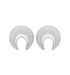 Boucles d'oreilles femme puces Argent 925 rhodié croissant de lune inversé