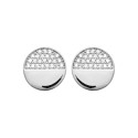 Boucles d'oreilles puces femme demi cercle Argent rhodié Zircons