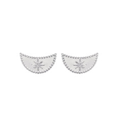Boucles puces d'oreilles demi lune étoile femme Argent 925 rhodié