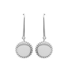 Boucles d'oreilles crochets Argent 925 rhodié pendantes rondes
