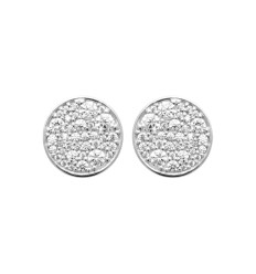 Boucles d'oreilles puces rondes femme Argent 925 rhodié et zircons