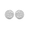 Boucles d'oreilles puces rondes femme Argent 925 rhodié et zircons