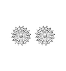 Boucles d'oreilles puces rondes femme Argent 925 rhodié motifs incas ethniques