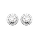 Boucles puces d'oreilles femme Argent 925 rhodié rondes Zircons sertis