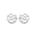 Boucles d'oreilles rondes puces femme Argent 925 rhodié martelé