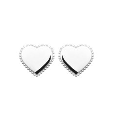 Boucles d'oreilles puces femme coeur Argent 925 rhodié