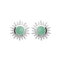 Boucles d'oreilles puces soleil et pierre Aventurine verte Argent 925 rhodié