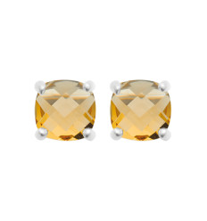 Puces clous d'oreilles Pierre de synthèse jaune Argent 925 carrés