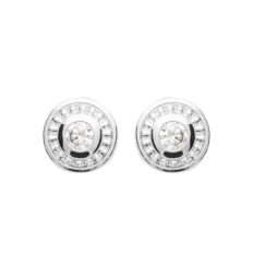 Puces d'oreilles rondes Argent 925 femme et Oxyde de Zirconium