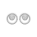 Boucles d'oreilles anneau torsadé Argent 925 rhodié et Oxydes de Zirconium