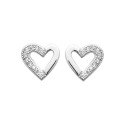 Boucles d'oreilles coeur puces Argent 925 rhodié Oxydes de Zirconium