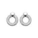 Boucles d'oreilles anneau épais boule Argent 925 rhodié Oxydes de Zirconium