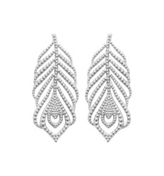 Boucles d'oreilles plumes pendantes Argent 925 rhodié femme