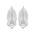 Boucles d'oreilles plumes pendantes Argent 925 rhodié femme