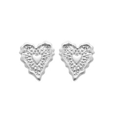 Boucles d'oreilles puces coeurs femme Argent 925 rhodié