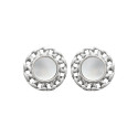 Boucles d'oreilles Nacre Argent rhodié rondes maillons ajourés