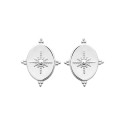Boucles d'oreilles Argent 925 rhodié femme ovale rayons de soleil