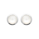 Boucles d'oreilles puces rondes Pierre de Lune Argent rhodié