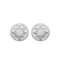 Boucles d'oreilles puces Argent 925 rhodié rondes étoiles et Zircons