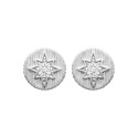 Boucles d'oreilles puces Argent 925 rhodié rondes étoiles et Zircons