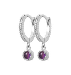 Créoles Améthyste Argent 925 rhodié