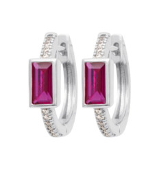 Créoles Pierre de synthèse Argent 925 rhodié et Oxyde de Zirconium