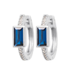 Créoles Pierre de synthèse Argent 925 rhodié et Oxyde de Zirconium