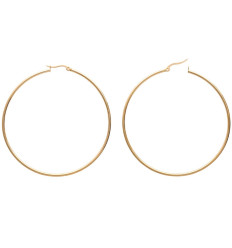 Grandes boucles d'oreilles créoles Acier doré jaune 70mm x 2mm charnières