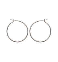 Créoles fines en argent massif 925 rhodié 30mm x 1.5mm