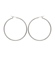 Créoles femme en argent massif 925 rhodié 50mm x 2mm