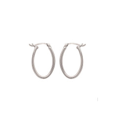 Boucles d'oreilles Créoles ovales argent 925 rhodié 25mm x 17mm x 2mm
