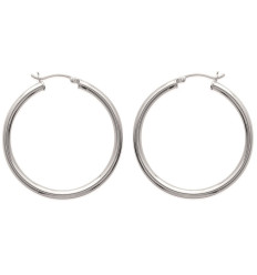 Boucles d'oreilles Créoles épaisses 40mm x 3mm argent massif 925