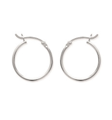 Petites créoles fines argent massif 925 rhodié 20mm x 1.5mm