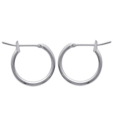 Petites créoles fines femme argent massif 925 rhodié 16mm x 1.5mm