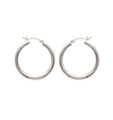 Petites Créoles épaisses argent massif 925 rhodié 30mm x 3mm