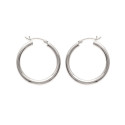 Petites Créoles épaisses argent massif 925 rhodié 30mm x 3mm