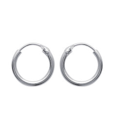 Petites créoles fines femme argent massif 10mm x 1.5mm